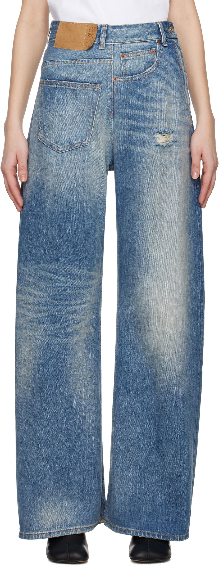 Jeans Maison Margiela MM6 Maison Margiela Twist Wide Leg Jeans Blå | S52LA0243 M30016