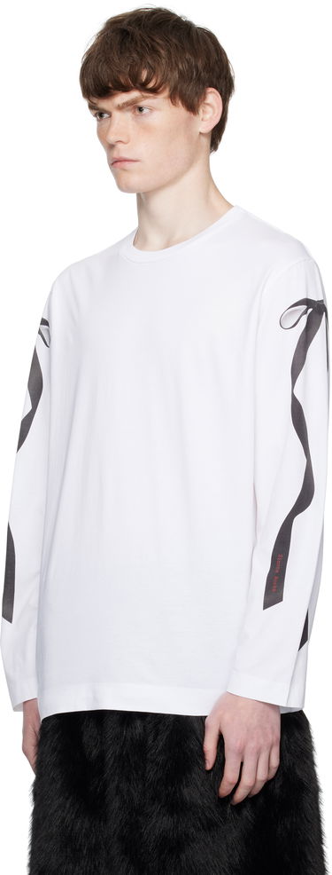 T-shirt Simone Rocha Simone Rocha Ribbon Bow Tail Long Sleeve T-Shirt Hvid | 5194P54-M 0569, 3