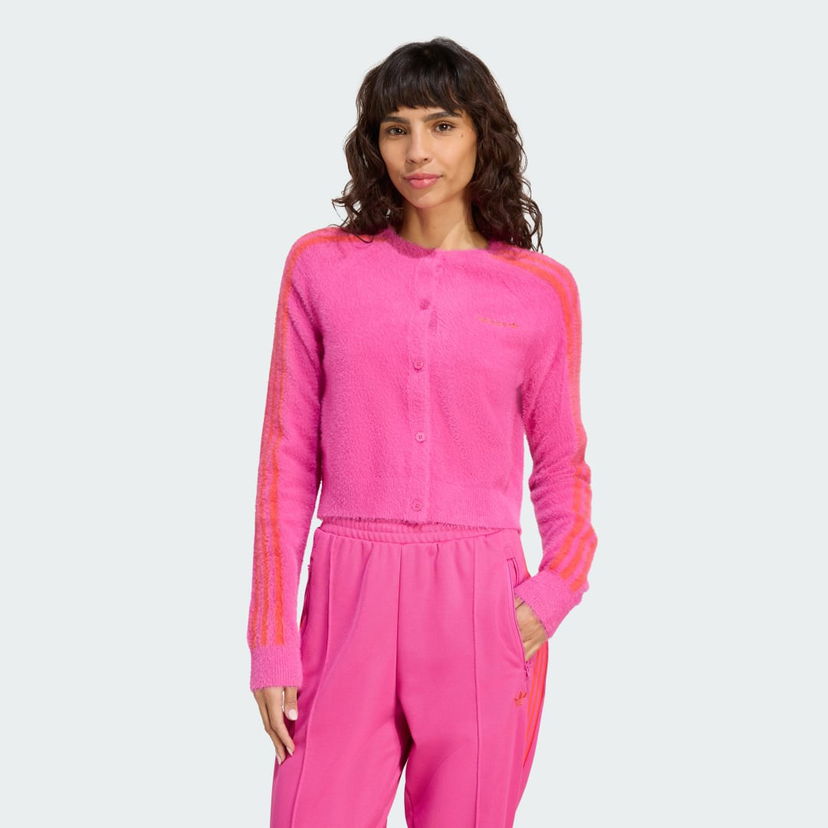 Sweater adidas Performance Fuzzy Knit Cardigan Lyserød | JW3645