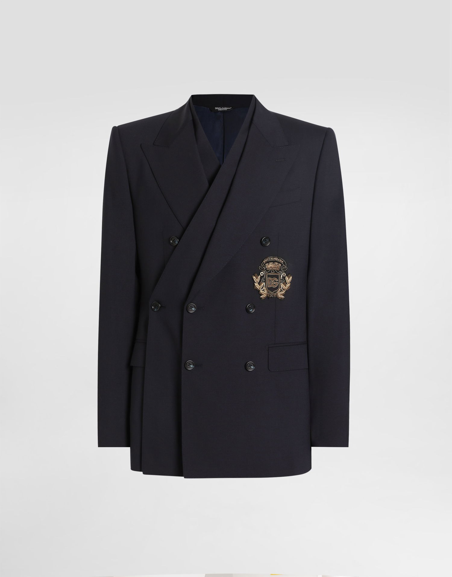 Jakke Dolce & Gabbana Dolce & Gabbana Double-breasted Sicilia Wool Canvas Jacket Mørkeblå | G2VE2ZFUBF2B0665, 0