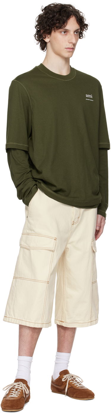 T-shirt AMI AMI Double Layered Long Sleeves T-Shirt Grøn | HTS248.JE0119, 3