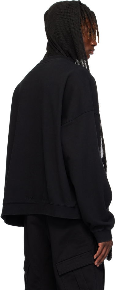 Sweatshirt We11done We11done Heart-Cross Long-Sleeved Muffler Hoodie Sort | WD-TH0-25-845-U-BK, 2