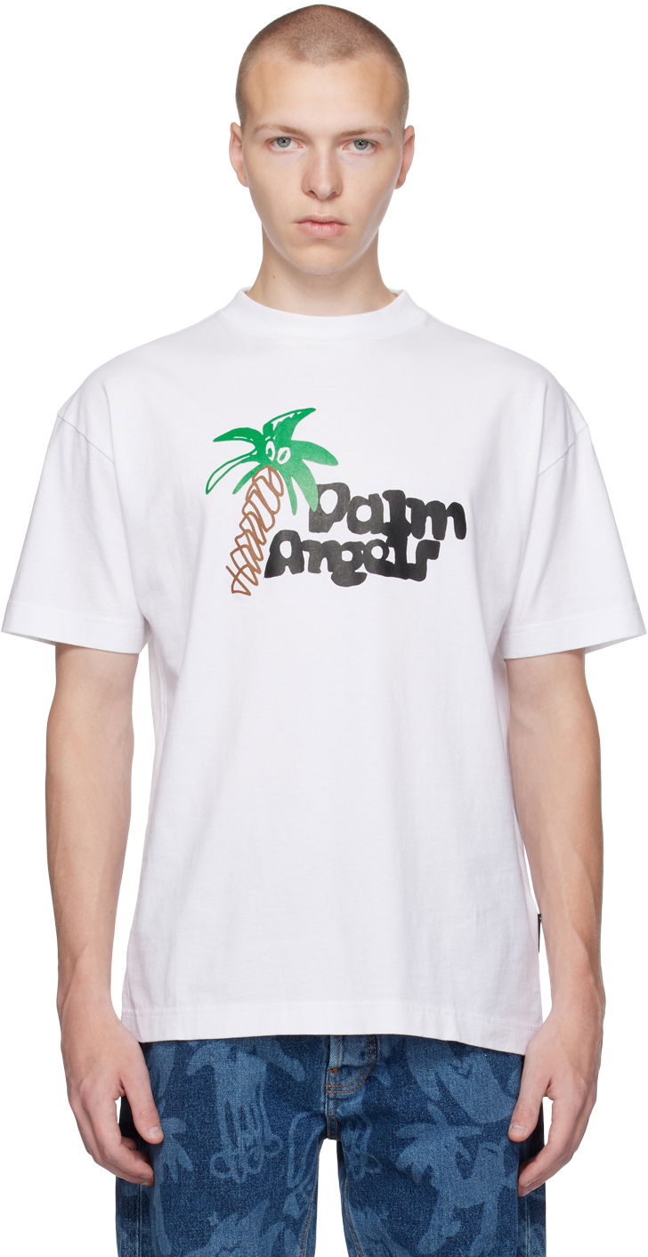 T-shirt Palm Angels White Sketchy Hvid | PMAA001E23JER0130110, 0