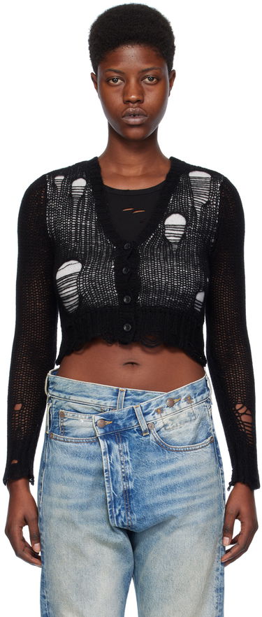 Sweater R13 R13 Double Layer Cropped Cardigan Sort | R13WY041-Y122B, 0