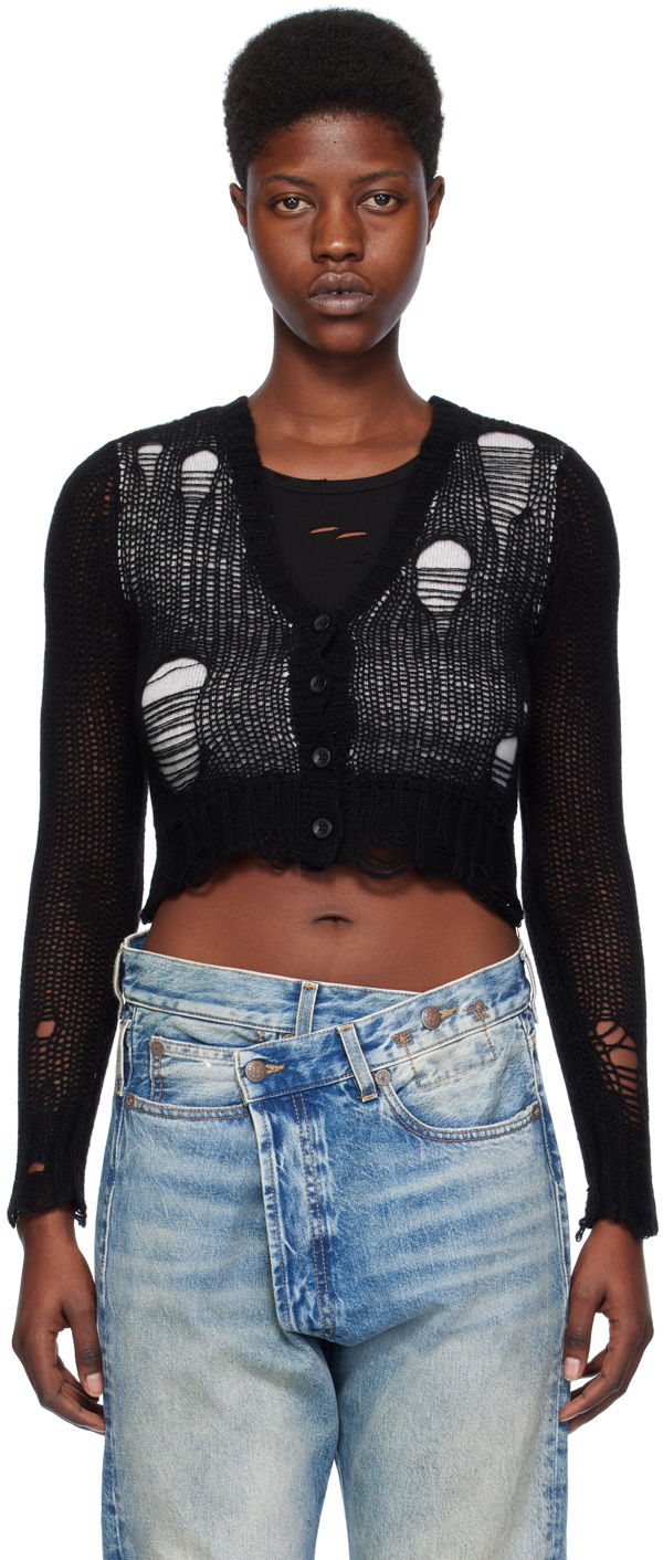 Sweater R13 R13 Double Layer Cropped Cardigan Sort | R13WY041-Y122B