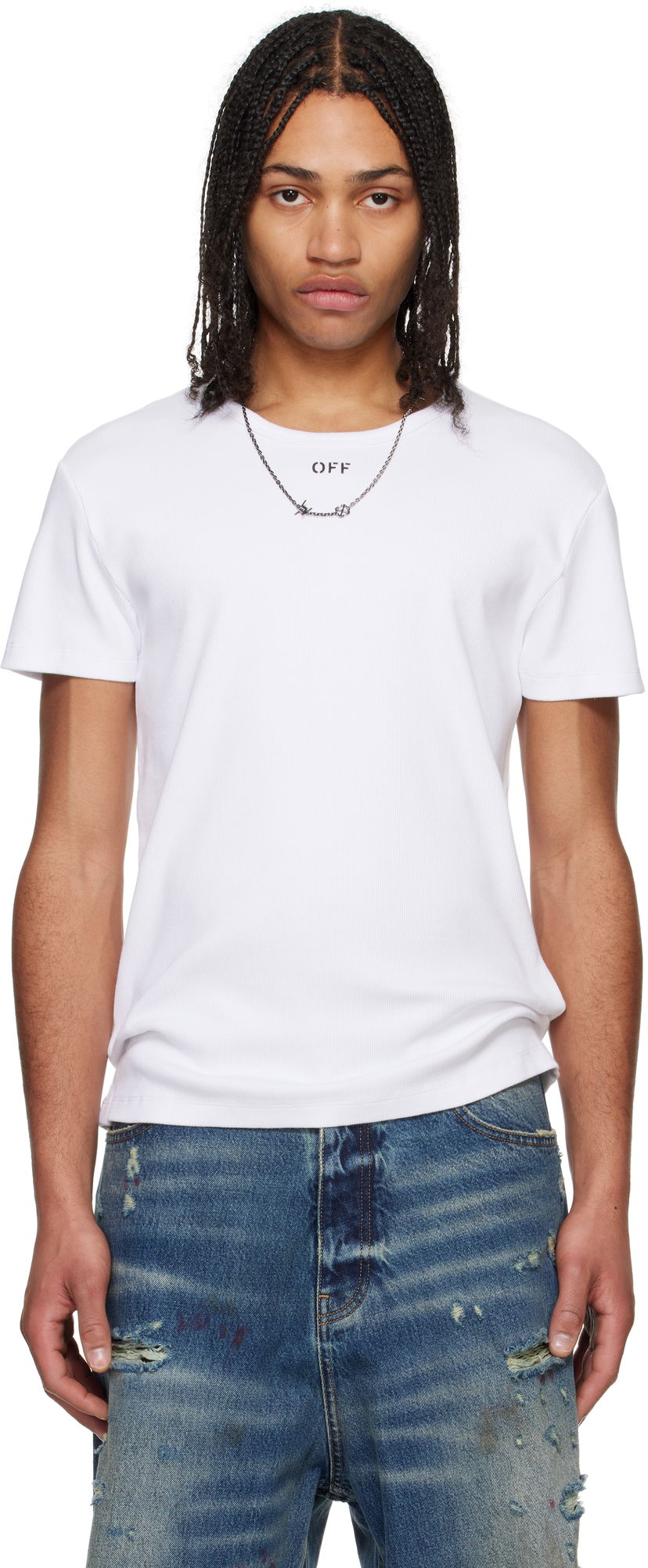 T-shirt Off-White Off-White Stamp Rib T-Shirt Hvid | OMUY007C99JER0010110