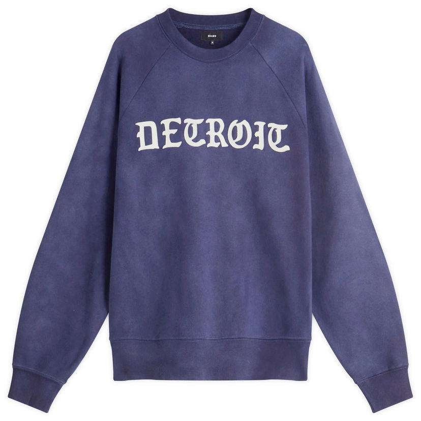 Sweatshirt BEAMS Faded Print Raglan Sweatshirt Blå | 1113-1280-146-79