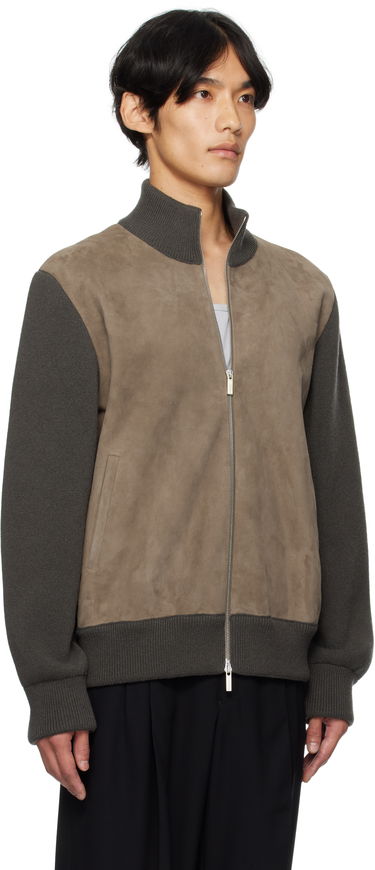 Jakke FERRAGAMO Ferragamo Suede and Knit Panel Jacket Grå | 785964, 1