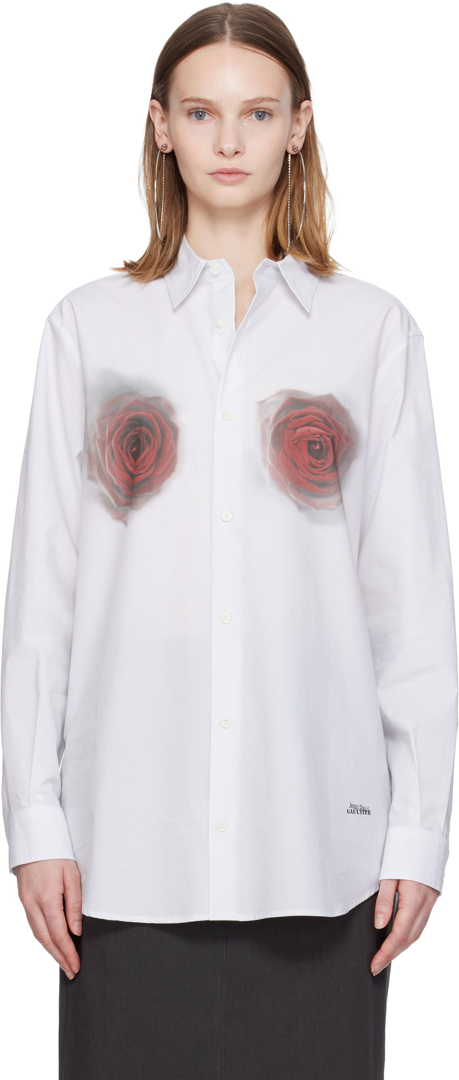 Skjorte Jean Paul Gaultier Long Sleeve Button-Up Shirt with 'The Blurry Roses Print' Flerfarvet | 25/04-U-ST039-C070-010230, 0