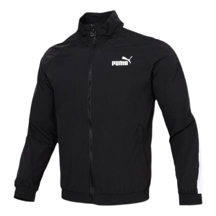 Vindjakke Puma Logo Sports Windproof Stand Collar Woven Jacket Sort | 532559-01