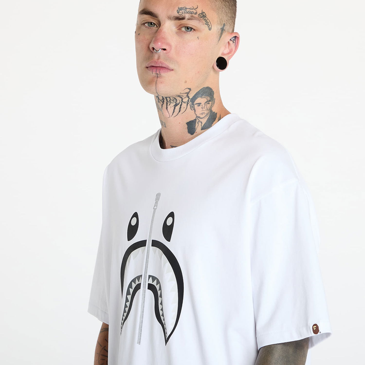T-shirt BAPE A BATHING APE Shark Tee White Hvid | 001TEK701311M WHT, 1