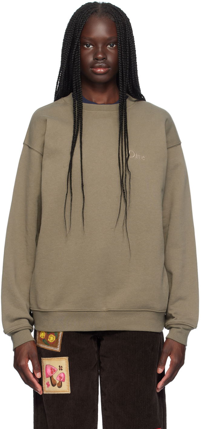 T-shirt Dime Taupe Classic Small Logo Sweatshirt Grå | DIMESU2416SEP, 0