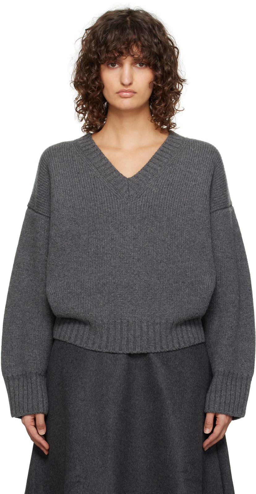 Sweater Róhe V-Neck Sweater Grå | 613-23-134