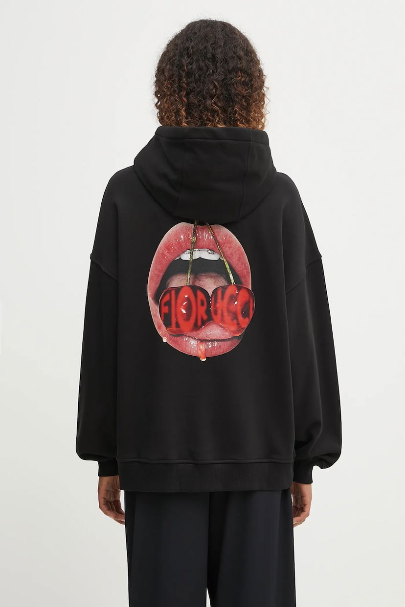 Sweatshirt Fiorucci Fiorucci Cherry Mouth Print Relaxed Fit Hoodie Sort | W02FPSHO092CJ05BK02