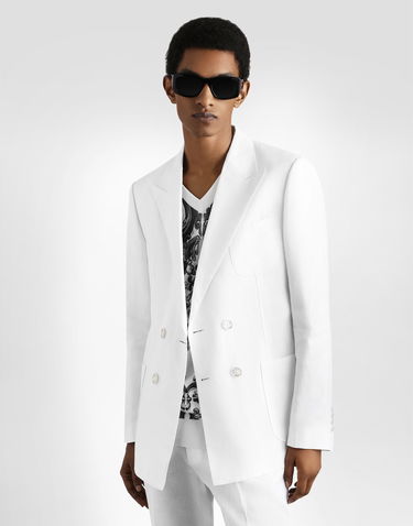 Jakke Dolce & Gabbana Dolce & Gabbana Portofino Double-breasted Linen Jacket Hvid | G2NZ2TFU4JBW0111, 3