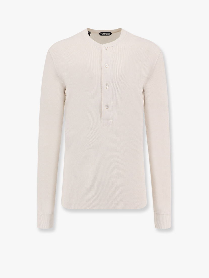 T-shirt Tom Ford Long Sleeve Henley T-Shirt Beige | JHL014JMC048S25AW004