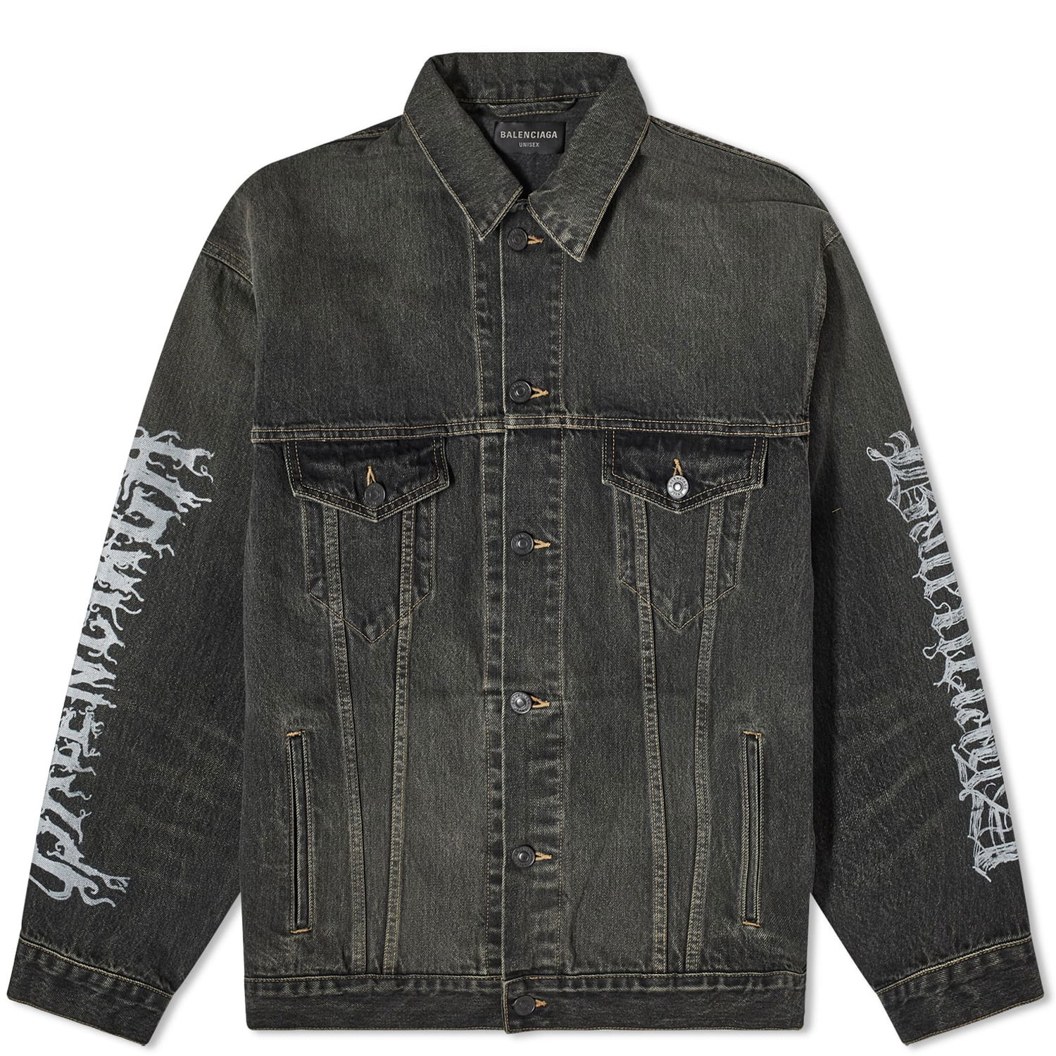 Jakke Balenciaga Metal Logo Denim Jacket Sort | 773804-TBP47-3721, 0