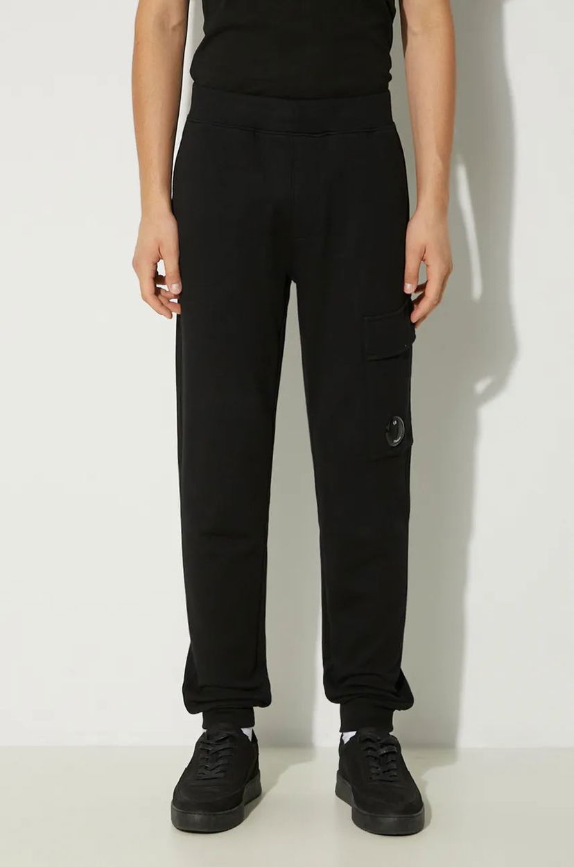 Joggingbukser C.P. Company Diagonal Raised Fleece Cargo Sweatpants Sort | 17CMSP017A005086W
