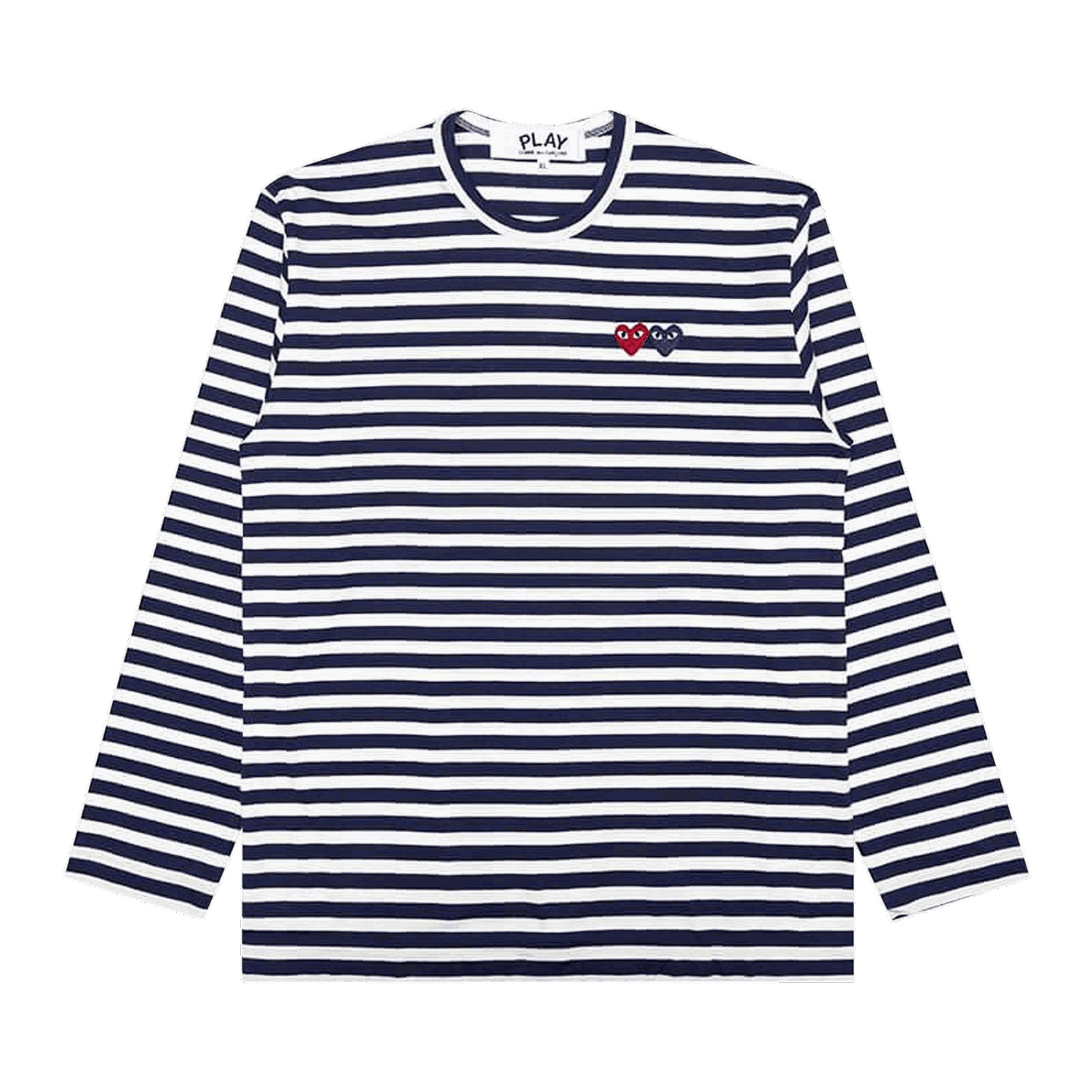 T-shirt Comme des Garçons PLAY Double Heart Striped Tee Mørkeblå | AZ T228 051 1, 0