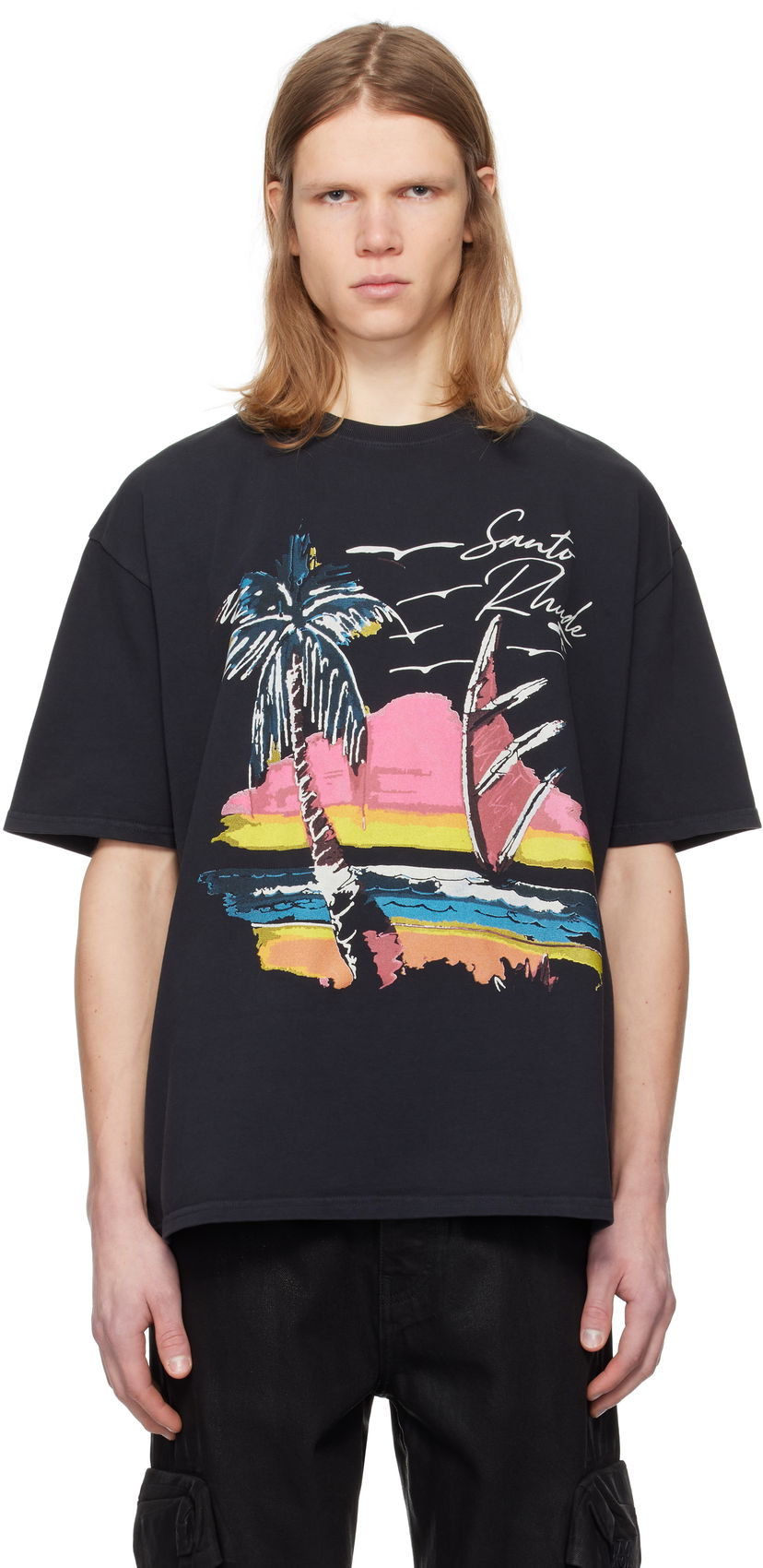 T-shirt Rhude Rhude Saint-Rhude Graphic T-Shirt Sort | RHPS25TT04012