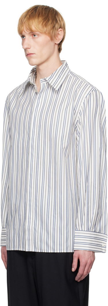 Skjorte Marine Serre Serre Regenerated Striped Poplin Button Up Shirt Hvid | MSI037A DWOV0060, 3