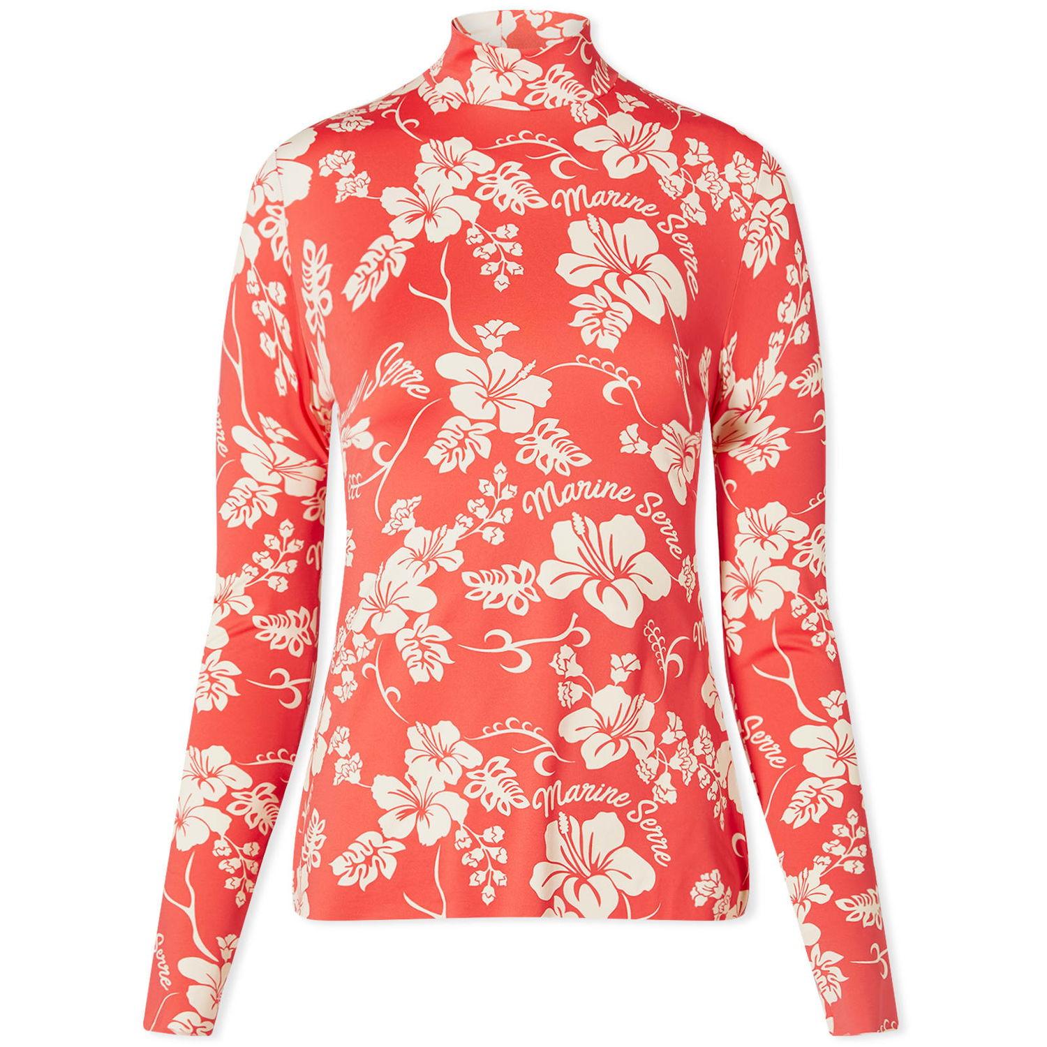 T-shirt Marine Serre Floral Recycled Jersey Second Skin Top Rød | WTS005-RD10, 0