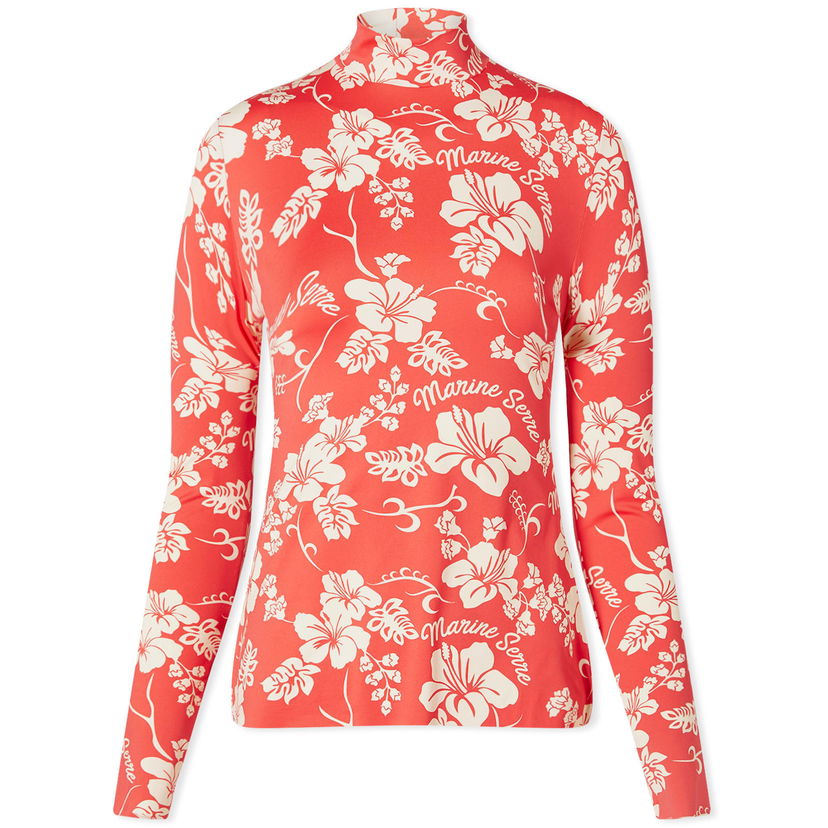 T-shirt Marine Serre Floral Recycled Jersey Second Skin Top Rød | WTS005-RD10