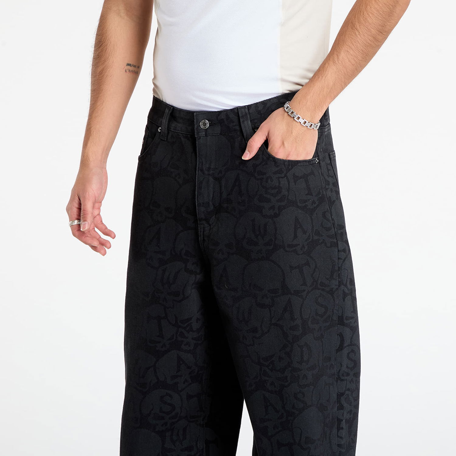 Bukser Wasted Paris Skull Pattern Bury Casper Pants Sort | WP_000329, 1