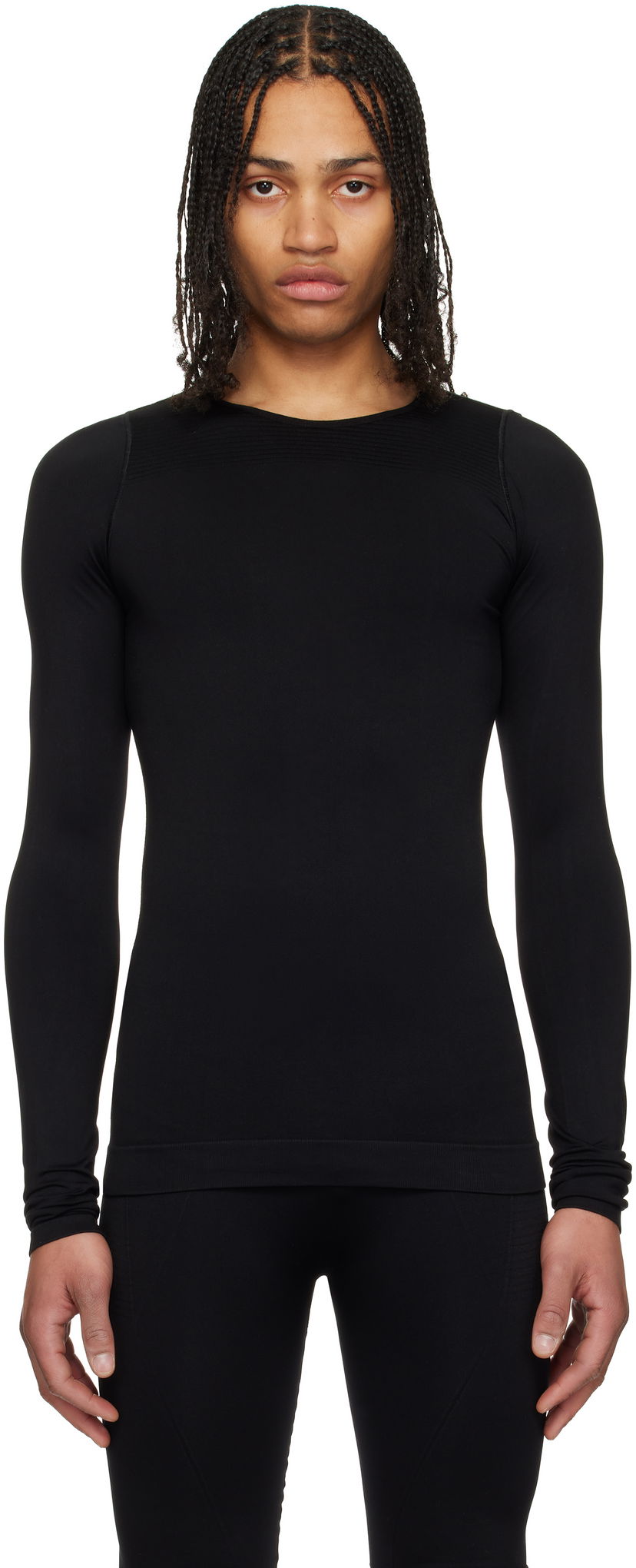 T-shirt Rick Owens Rick Owens Hollywood Active Knit Long Sleeve T-Shirt Sort | RU01E5691 KSP