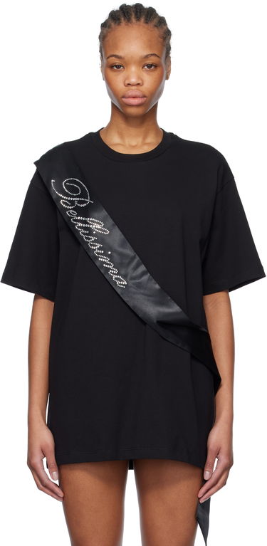 T-shirt Blumarine Blumarine Satin Band Rhinestone T-Shirt Sort | P522T092A, 0