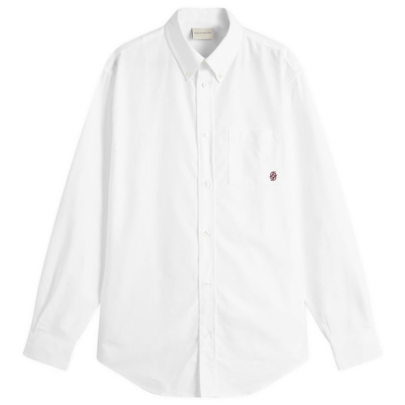 Skjorte Drôle de Monsieur Oxford Cotton Shirt, Size Large Hvid | H-SH240-CO225-WT