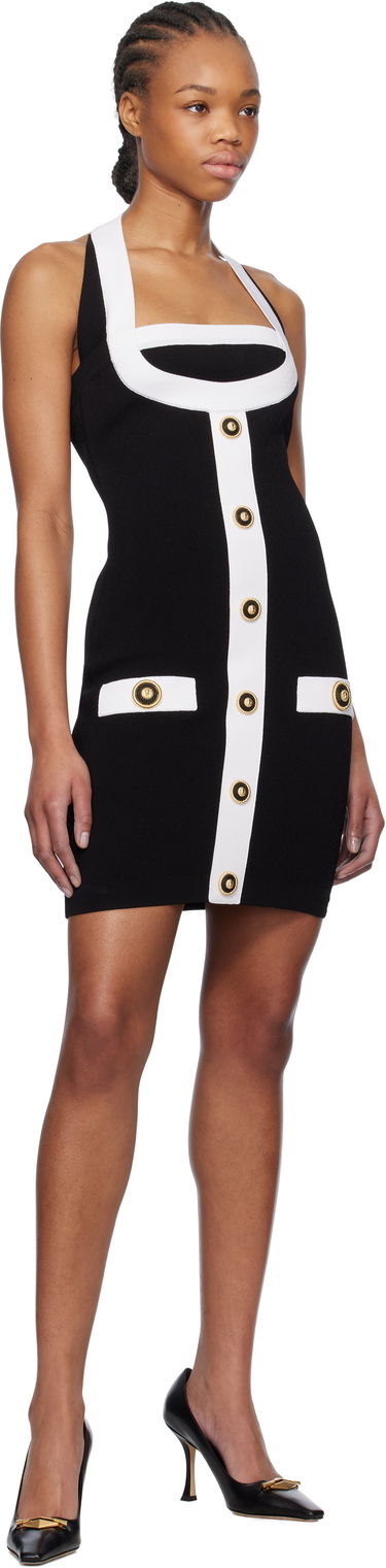Kjole Balmain Balmain Two-Tone Halterneck Knit Mini Dress Sort | EF1R2390KH99, 3
