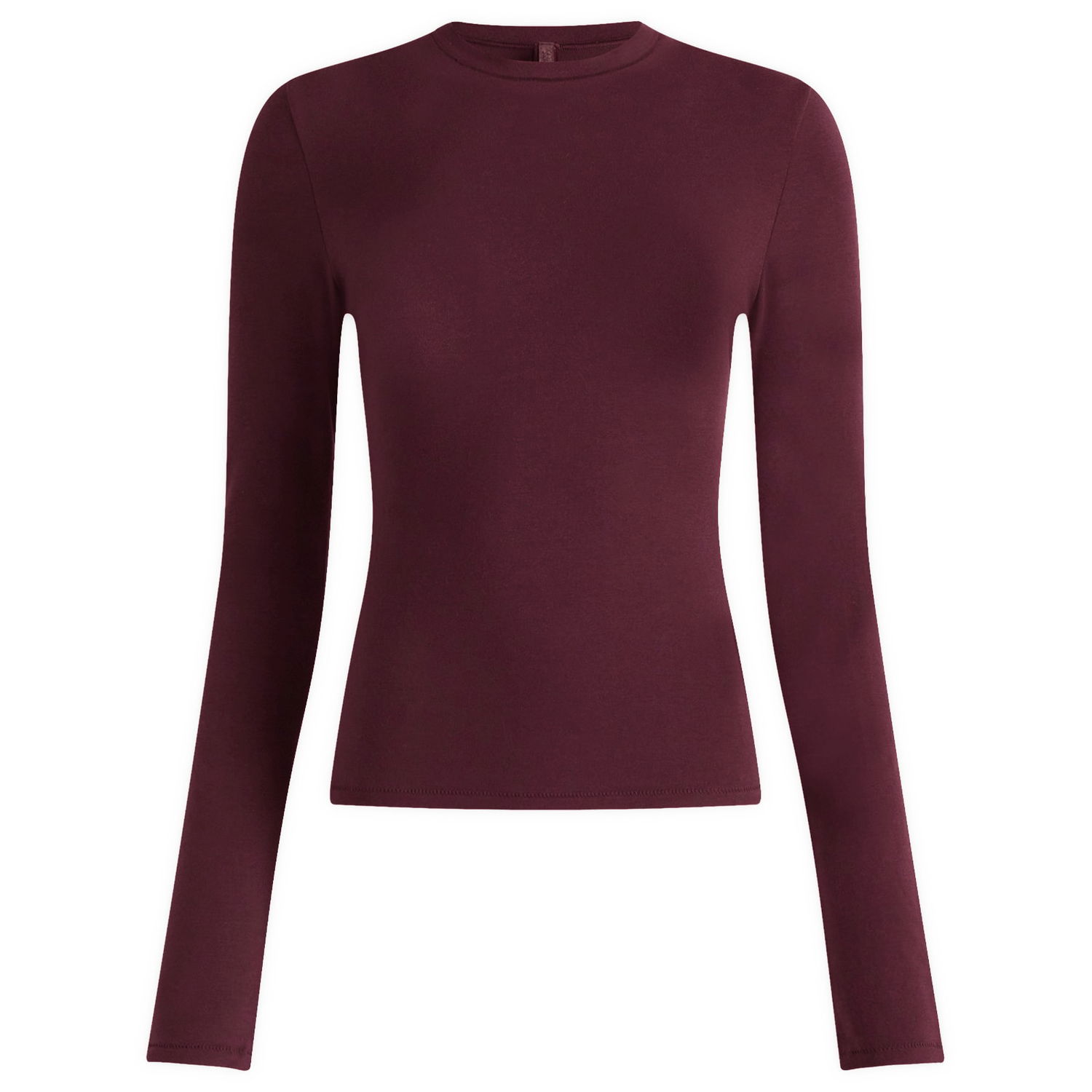 T-shirt SKIMS Cotton Jersey Long Sleeve T-Shirt, Size Large Bourgogne | AP-TSH-0647-CUR, 1
