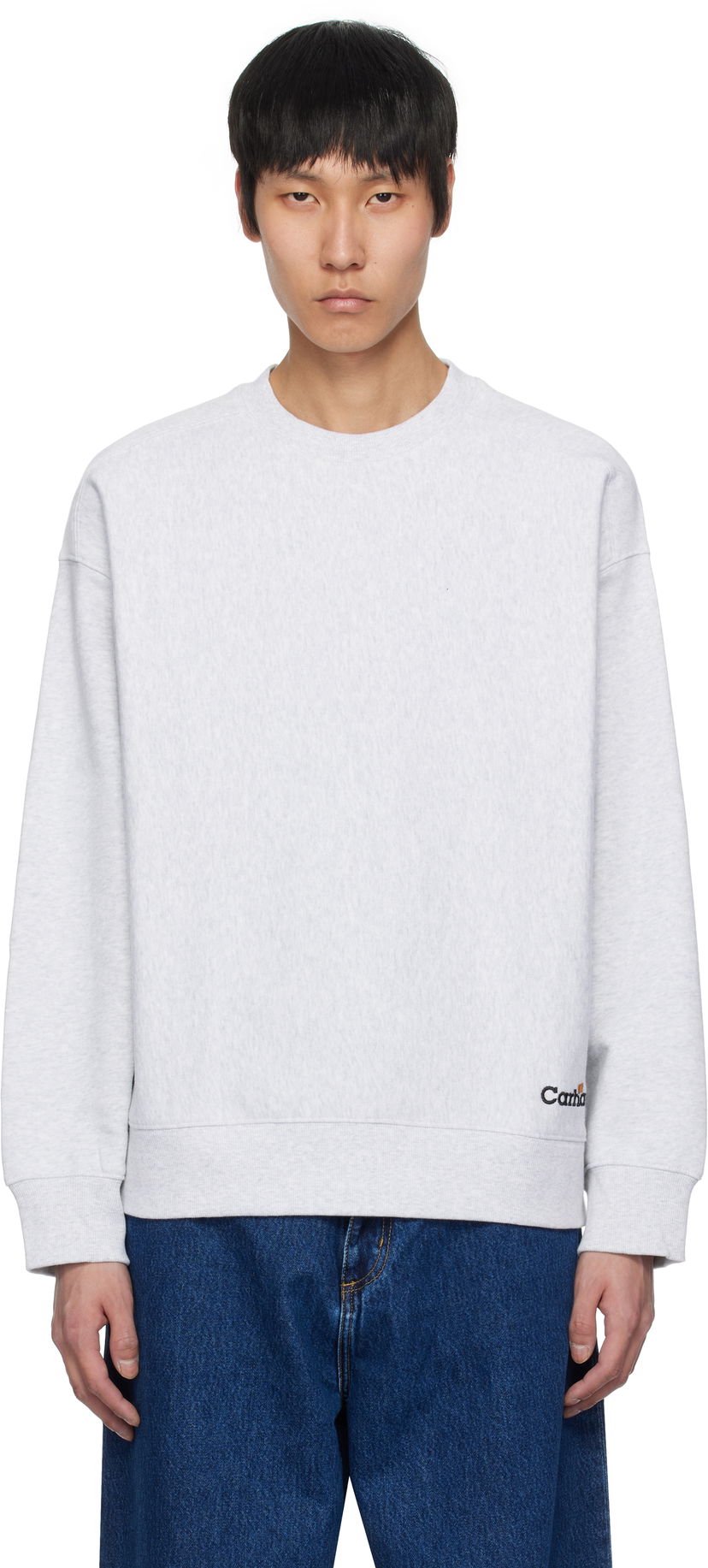 Sweater Carhartt WIP Label Script Sweatshirt Grå | I034429