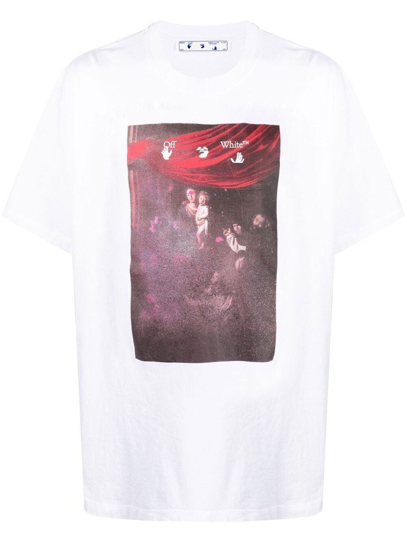 T-shirt Off-White Caravaggio Painting Straight Fit T-shirt White Hvid | OMAA038S21JER0050101, 0