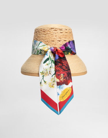 Hat Dolce & Gabbana Dolce & Gabbana Raffia Floral-Print Ribbon Hat Beige | FH676AGDDBUS9000, 3