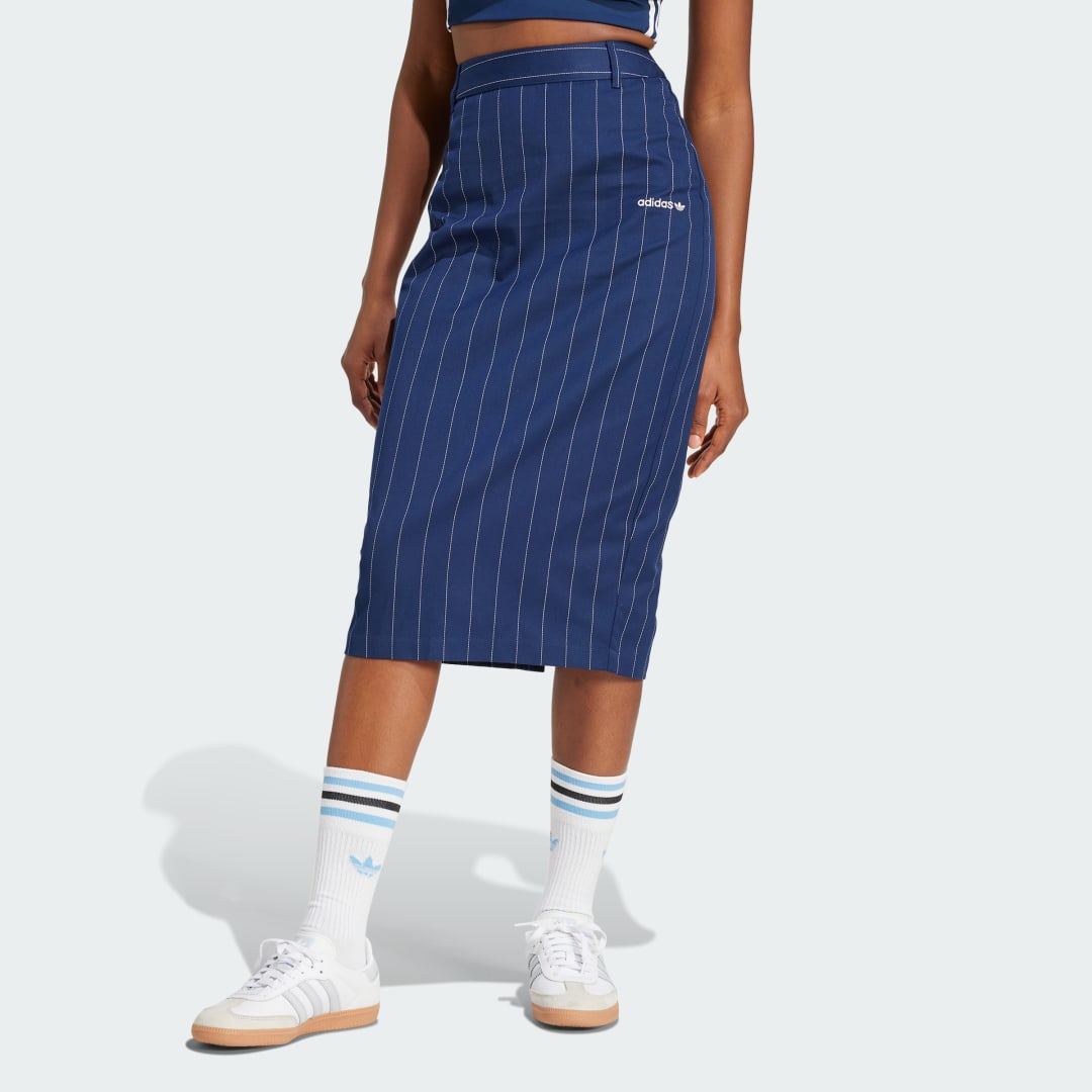 Nederdel adidas Performance Pinstripe Pencil Skirt Mørkeblå | JD2576, 0