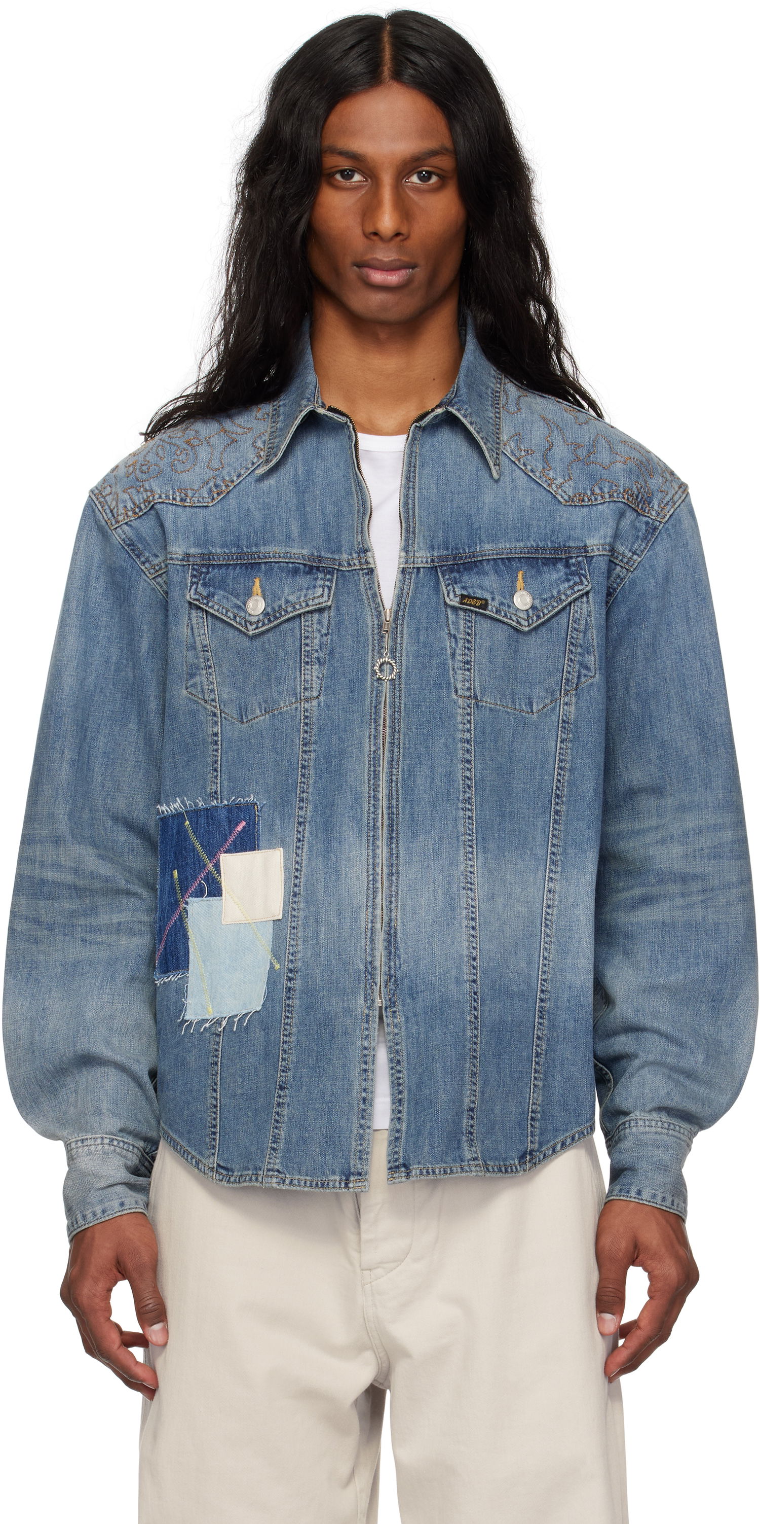 Jakke Andersson Bell Andersson Bell Embroidered Patchwork Denim Jacket Blå | atb1273m, 0