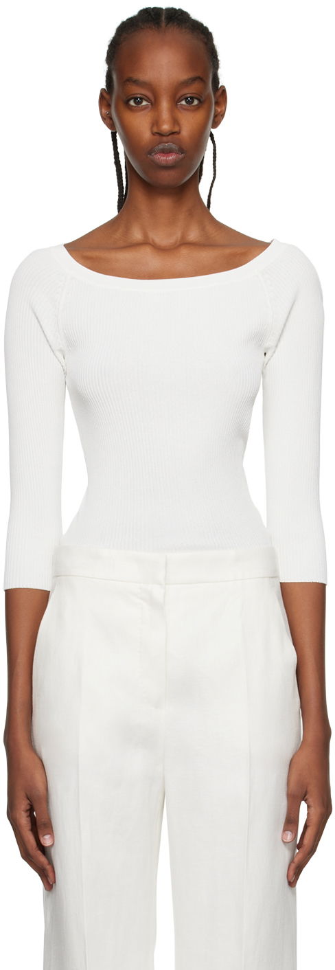 Tanktop Max Mara Max Mara Saturno Long Sleeve T-Shirt Hvid | 2313610632600 MM12121