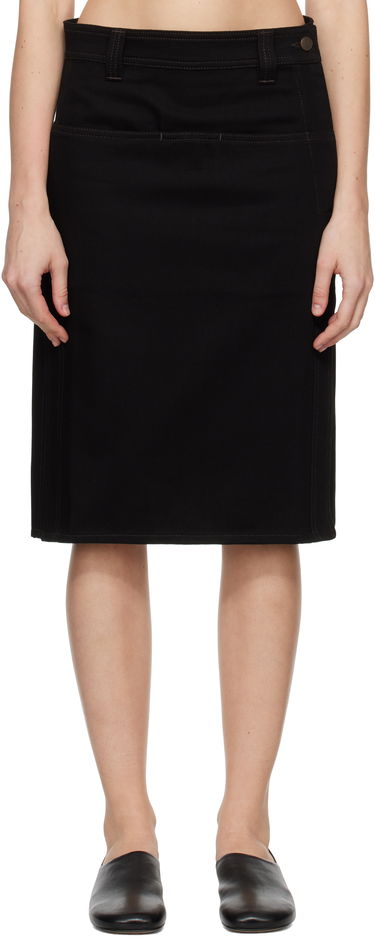 Nederdel LEMAIRE Straight Denim Midi Skirt Sort | SK1040 LD1004, 0