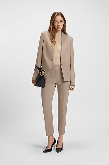 Bukser BOSS Slim-Fit Stretch Punto Milano Trousers Beige | 50541994, 1