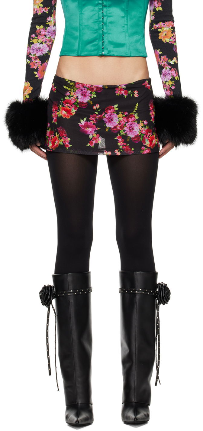 Nederdel GUIZIO Guizio Floral Print Mini Skirt Sort | R24318K027