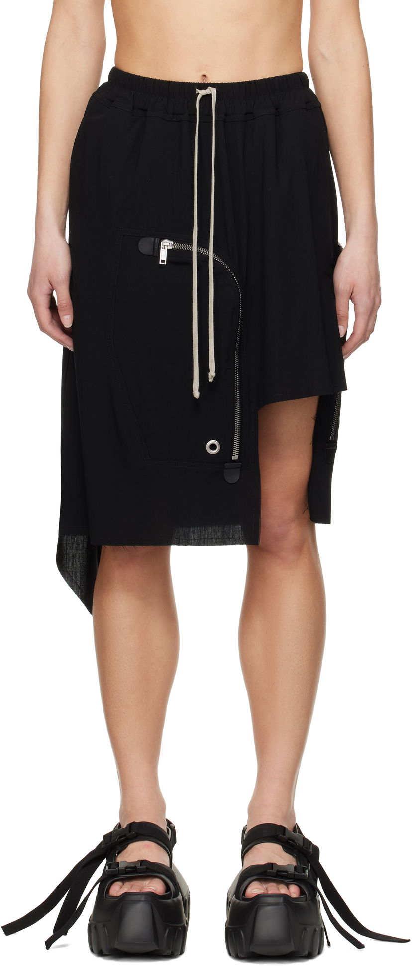 Shorts Rick Owens Rick Owens Black Hollywood Dracca Midi Skirt Sort | RP01E7341 WLP