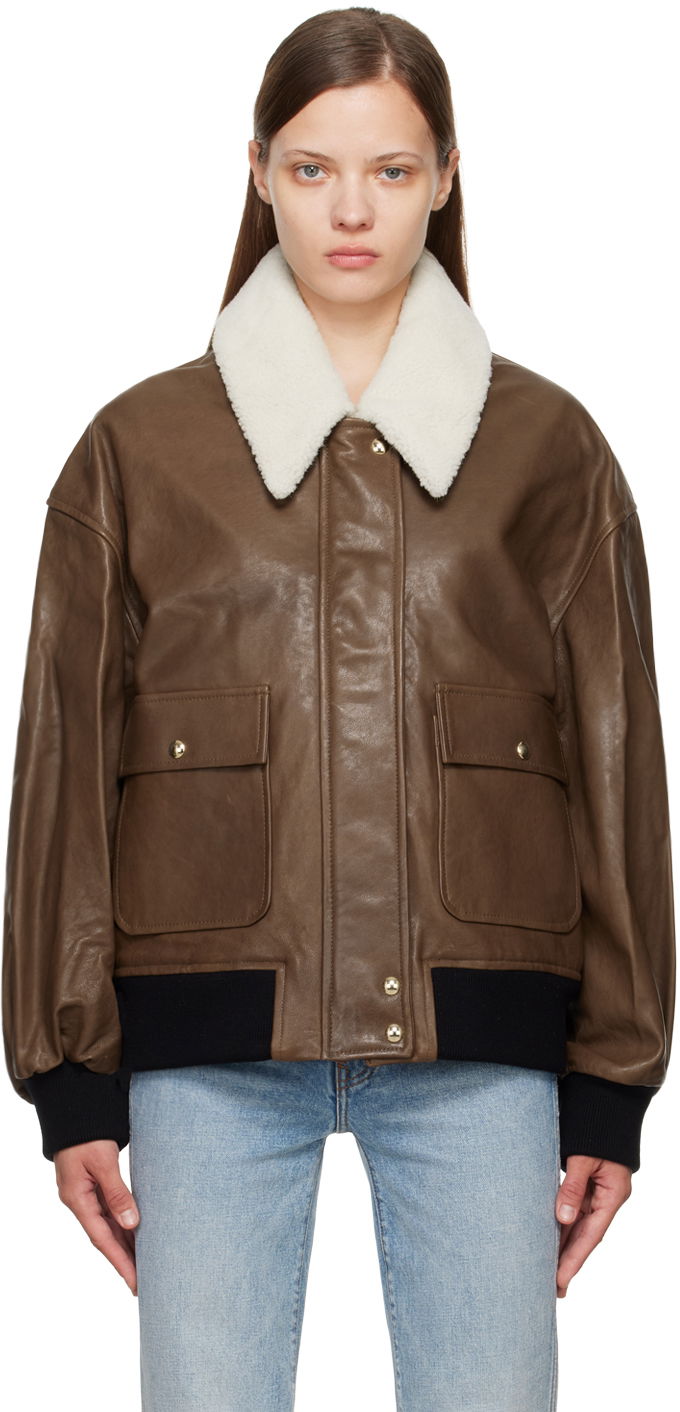 Jakke Khaite Brown 'The Shellar' Leather Jacket Brun | 6075729