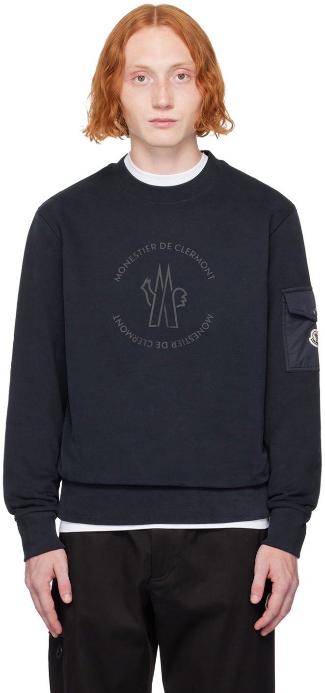 Sweatshirt Moncler Navy Bonded-Logo Sweatshirt Mørkeblå | J20918G0003589AHE