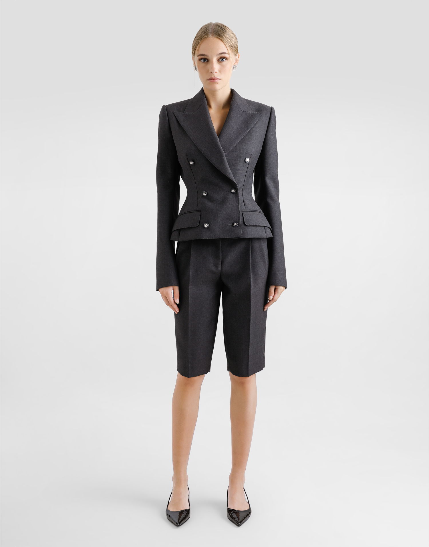Jakke Dolce & Gabbana Double-breasted With Dg-branded Buttons Gray Grå | F27DJTFU287S8290, 1