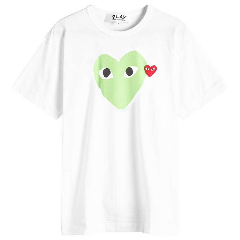 T-shirt Comme des Garçons Play Red Heart Colour Heart T-Shirt Hvid | AX-T106-051-3