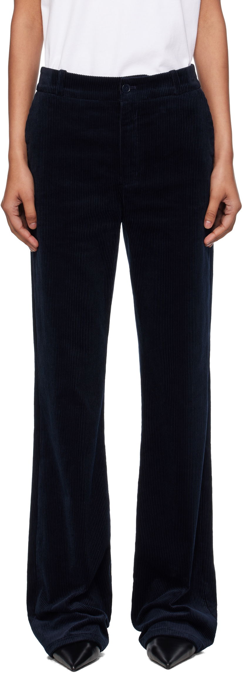 Bukser A.P.C. A.P.C. Rosemary Corduroy Flare Trousers Mørkeblå | COHBB-F08502