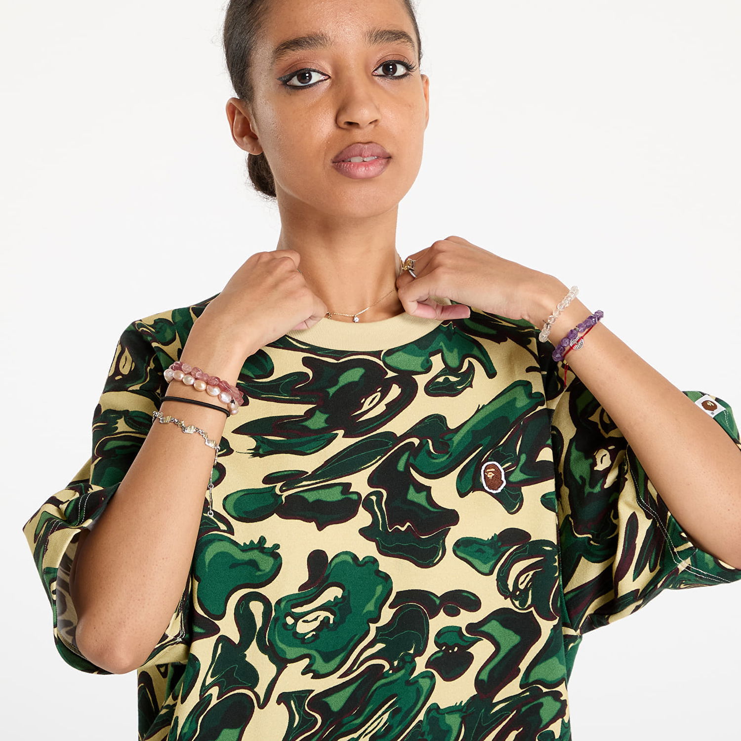 T-shirt BAPE Marbling Camo One Point Relaxed Fit Tee Grøn | 001CSK801305M GRN, 1