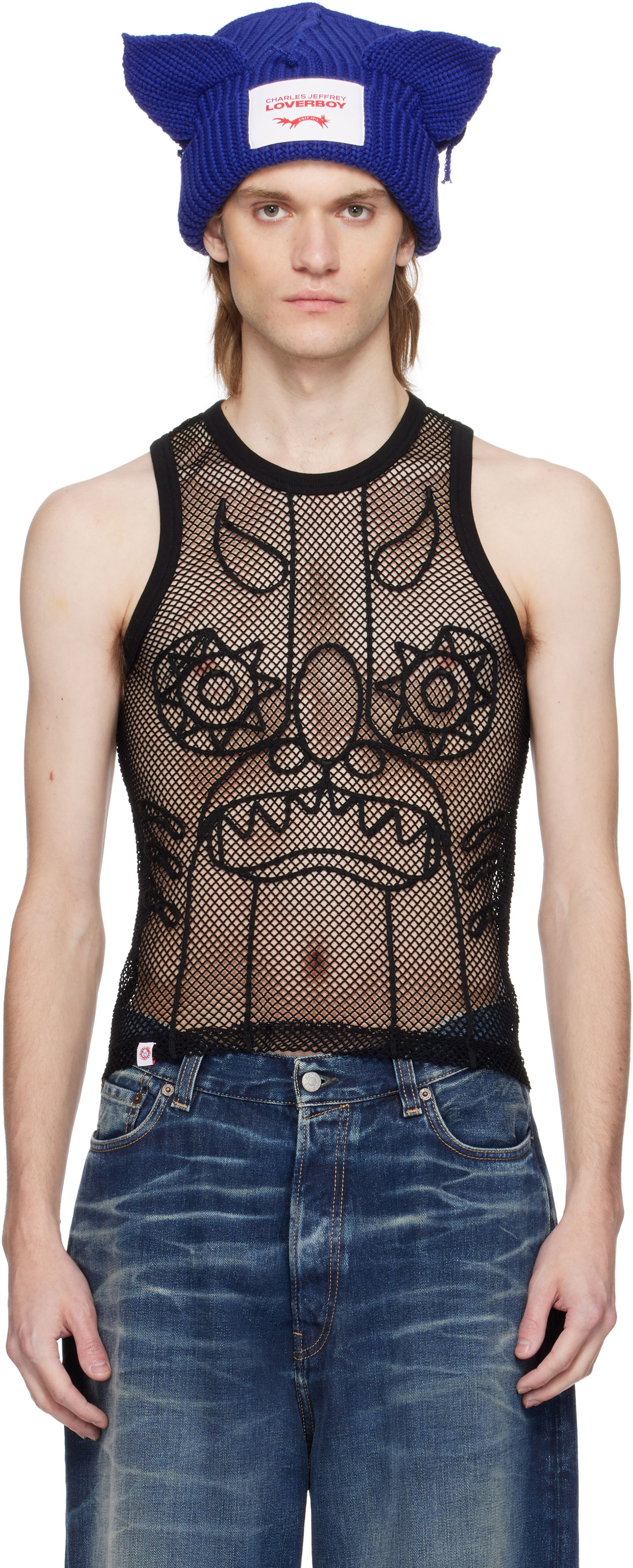 Tanktop Charles Jeffrey Loverboy Charles Jeffrey LOVERBOY Graphic Net Tank Top Blå | 54080301, 0